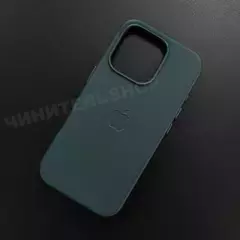 Чехол iPhone 16 Pro Leather Case (MagSafe) Marine Green