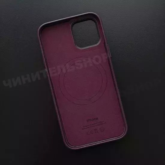 Чехол iPhone 12/12 Pro Leather Case (MagSafe) Dark Cherry
