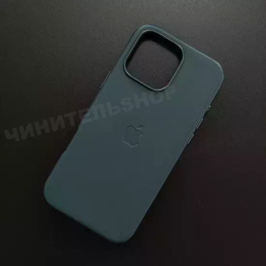 Чехол iPhone 16 Pro Max Leather Case (MagSafe) Marine Green